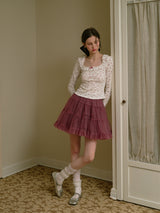 Rosy 5-Layer Mesh Pleated Skirt