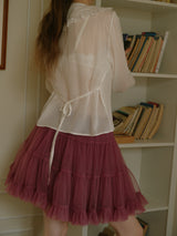 Rosy 5-Layer Mesh Pleated Skirt