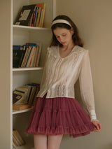 Rosy 5-Layer Mesh Pleated Skirt