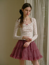 Rosy 5-Layer Mesh Pleated Skirt