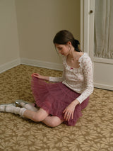 Rosy 5-Layer Mesh Pleated Skirt