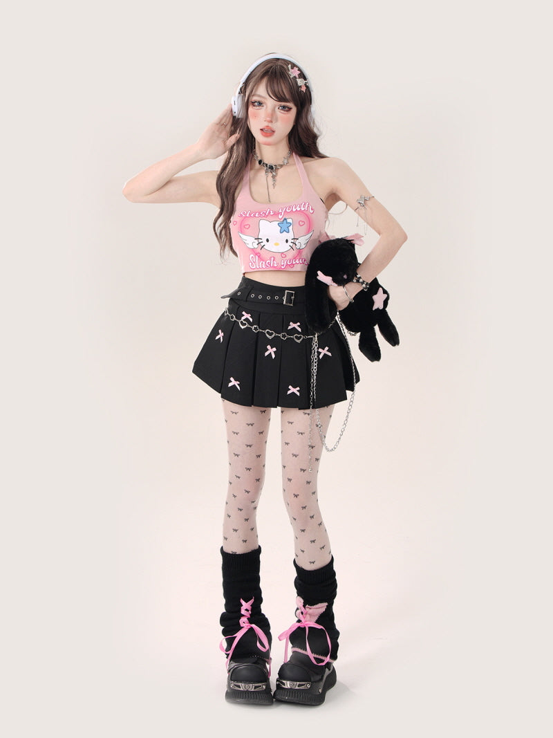 Angel Kitten Pink Black Camisole