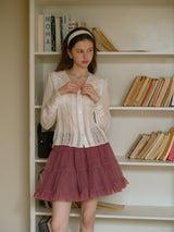 Rosy 5-Layer Mesh Pleated Skirt