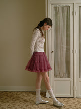 Rosy 5-Layer Mesh Pleated Skirt