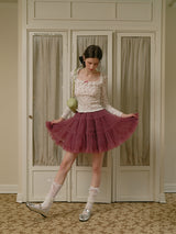 Rosy 5-Layer Mesh Pleated Skirt