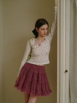 Rosy 5-Layer Mesh Pleated Skirt
