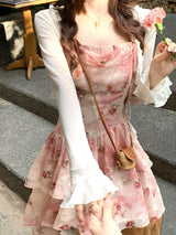 Romantic Rose Blossom Layered Dress