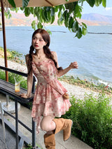 Romantic Rose Blossom Layered Dress