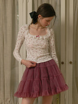 Rosy 5-Layer Mesh Pleated Skirt