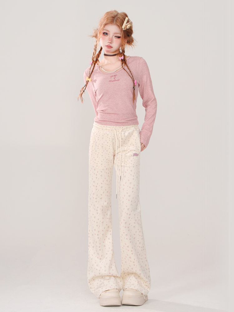 Pearl Charm Ribbed Top
