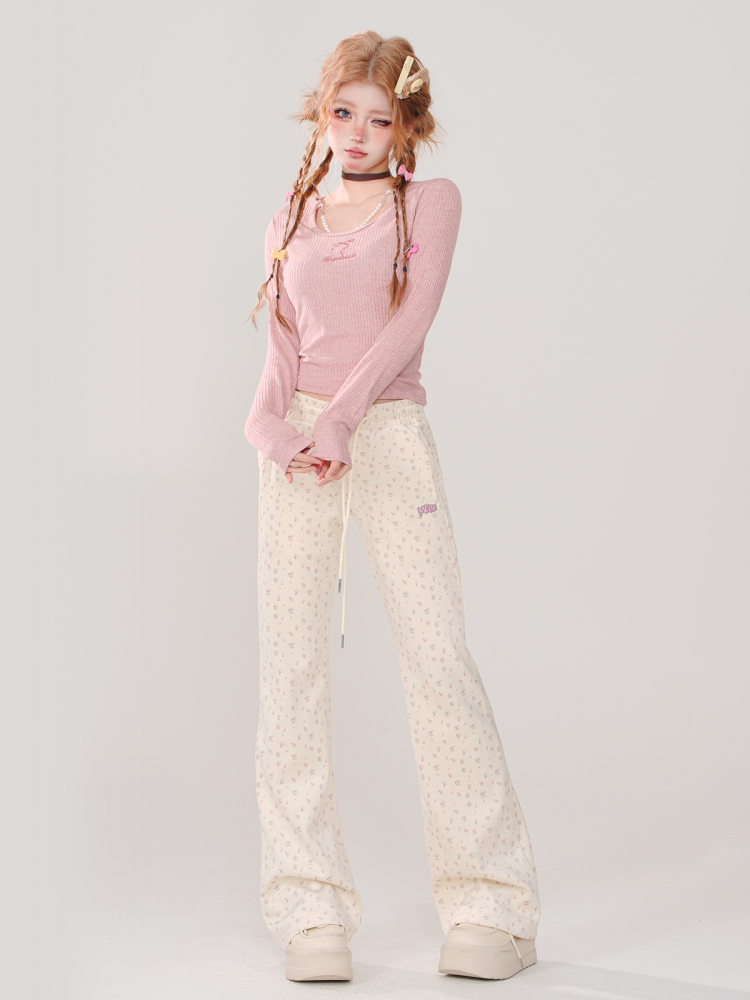 Pearl Charm Ribbed Top