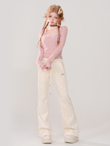 Pearl Charm Ribbed Top