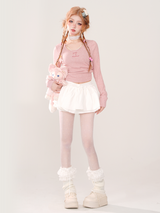 Pearl Charm Ribbed Top