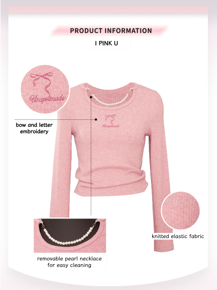 Pearl Charm Ribbed Top