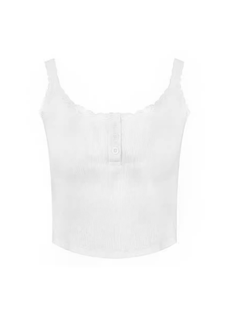 Blush Ribbon Tie Top Snowy Lace Tank