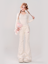 Pearl Charm Ribbed Top