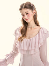Rosy Whisper Ruffle Princess Dress
