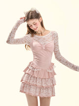 Velvet Blush Lace Waltz Dress