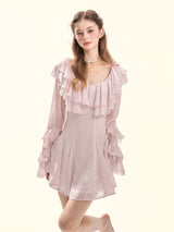 Rosy Whisper Ruffle Princess Dress