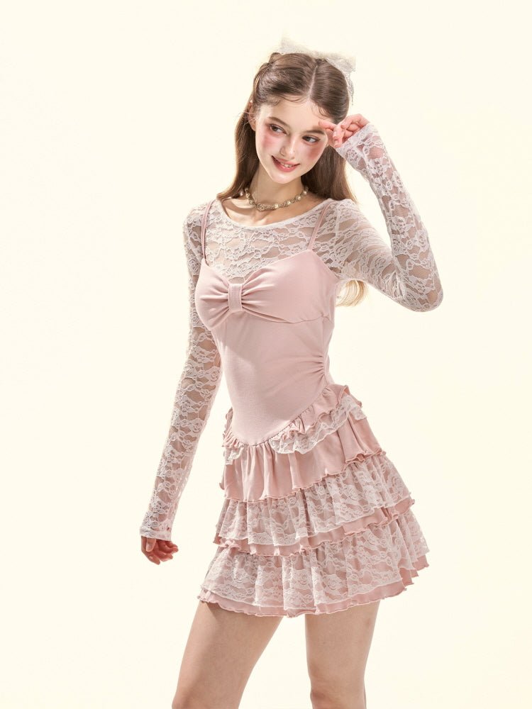 Velvet Blush Lace Waltz Dress