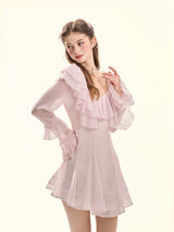 Rosy Whisper Ruffle Princess Dress