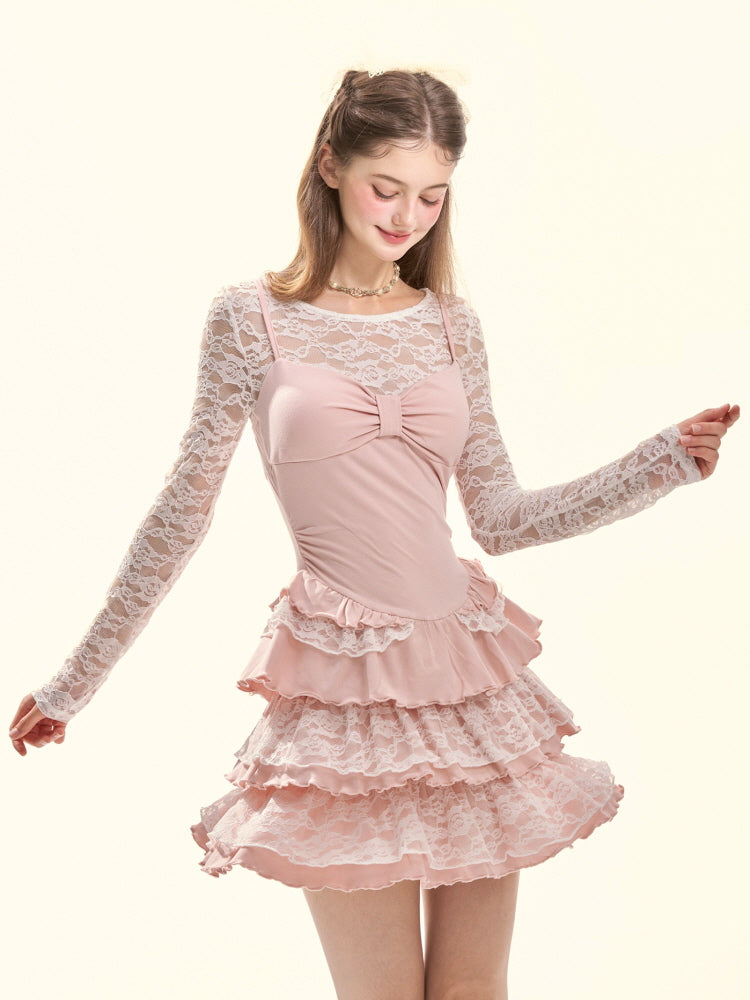 Velvet Blush Lace Waltz Dress