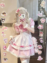 Sweet Love Lolita Maid Cosplay Pink Black Dress