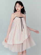 Black Ribbon Bowknot Pink Dress