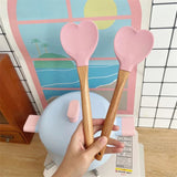 2Pcs Kitchen Pink Love Silicone Baking Spoon