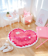 Pink Pixel Heart Soft Mat Rugs Carpets Bedroom Decor