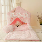 Cute Princess White Pink Gray Pet Bed