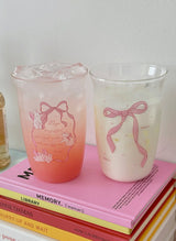 Pink Bow Water Juice Glass Cup