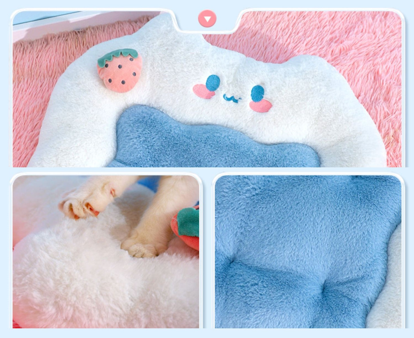 Strawberry Fluffy Soft Pet Cats Dogs Beds Mat House