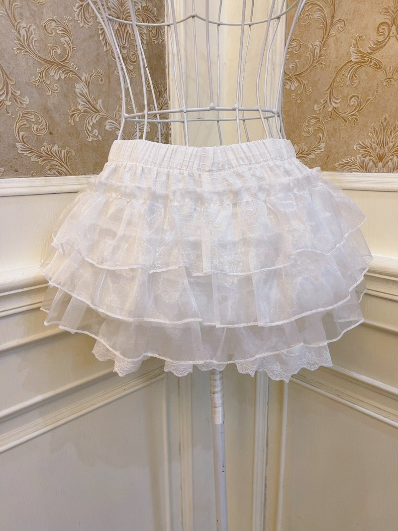 Milk Sweet Princess Bowknot Fluffy Cake Skirt Pants