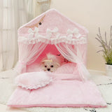 Cute Princess White Pink Gray Pet Bed