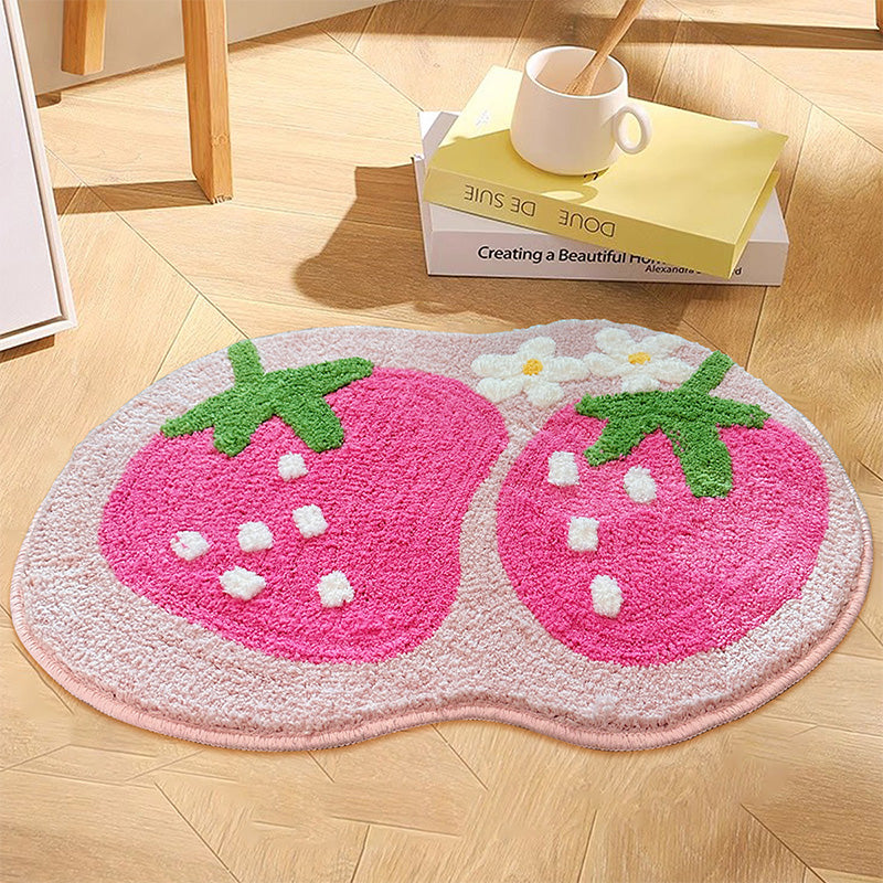 Strawberry Soft Floor Mat Rugs Carpets Decor