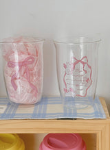 Pink Bow Water Juice Glass Cup