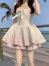 Square Collar Puff Sleeve Birthday Dress