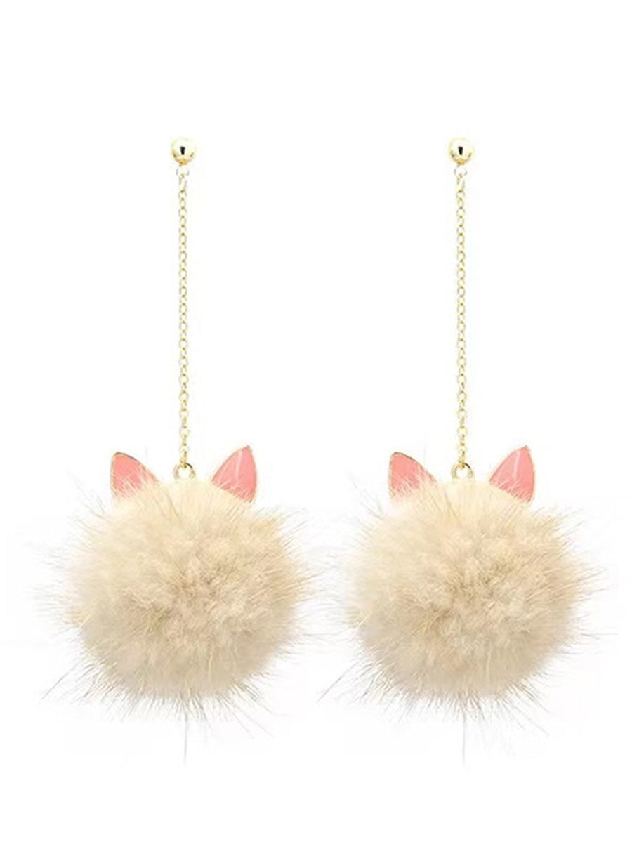 Cat Ears Plush Earrings