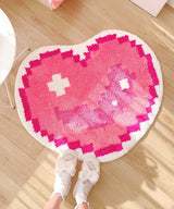 Pink Pixel Heart Soft Mat Rugs Carpets Bedroom Decor