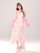 Butterfly Slip Long Dress