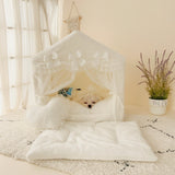 Cute Princess White Pink Gray Pet Bed