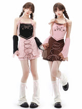 Butterfly Pink Black Camisole Skirt