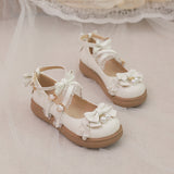 Round Toe White Pink Lolita Princess Mary Jane Flat Shoes