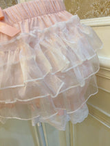 Milk Sweet Princess Bowknot Fluffy Cake Skirt Pants