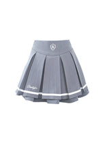 Pink Shirt Gray High-Waisted Pleated Skirt Set