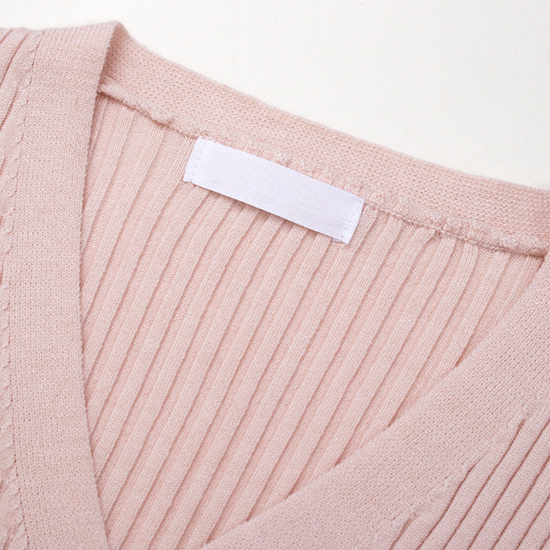 Pink Knitted Soft Camisole Cardigan Set