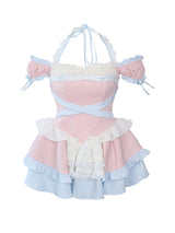 Slim Waist A-Line Dolly Pink Princess Dress