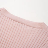 Pink Knitted Soft Camisole Cardigan Set