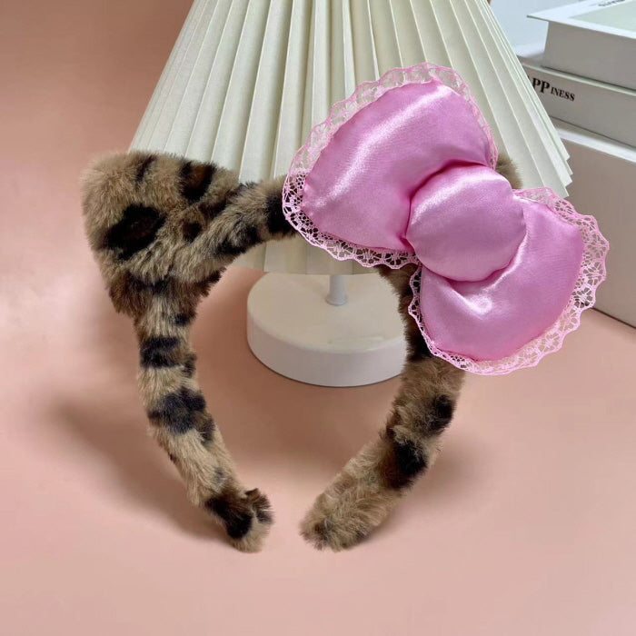 Leopard-Pink Kitty Plush Headband